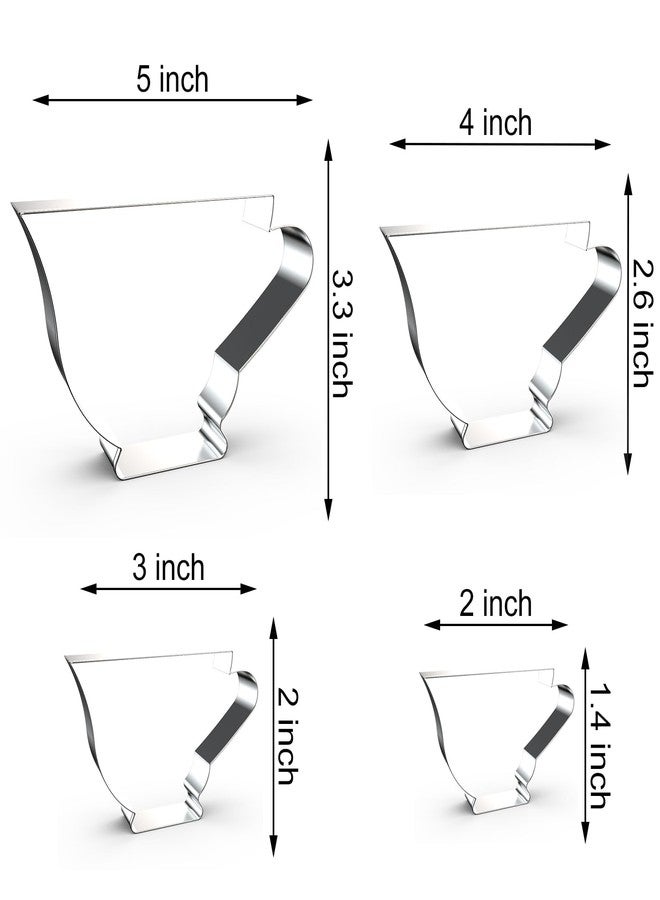 QAAQS Teacup Cookie Cutter Set - 5", 4", 3", 2" - 4 Piece - Stainless Steel - Image 2